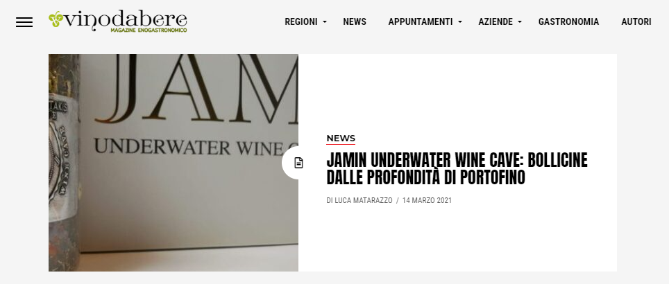 ''JAMIN UNDERWATER WINE CAVE: BOLLICINE DALLE PROFONDITÀ DI PORTOFINO''